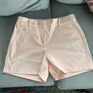 LOFT • The Riviera Short Peach Striped Size 0 100% Cotton Twill